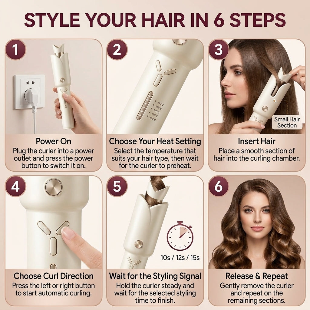 Automatic Wireless Curling Iron with 32mm Barrel