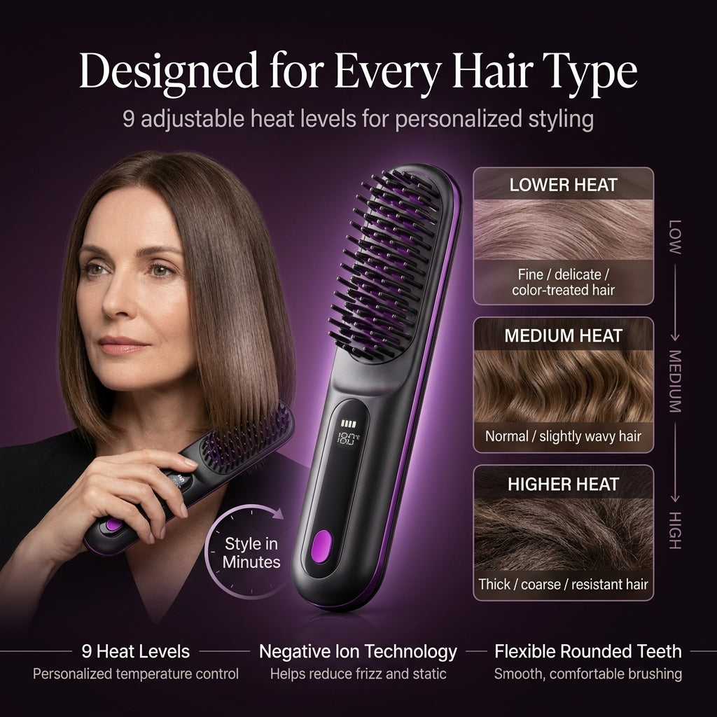 Cordless Ionic Hair Straightening & Styling Brush